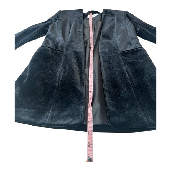 Calvin Klein Luxe Black Velvet Sharp Shoulder Collareless blazer Womens 6 P - Picture 10 of 16